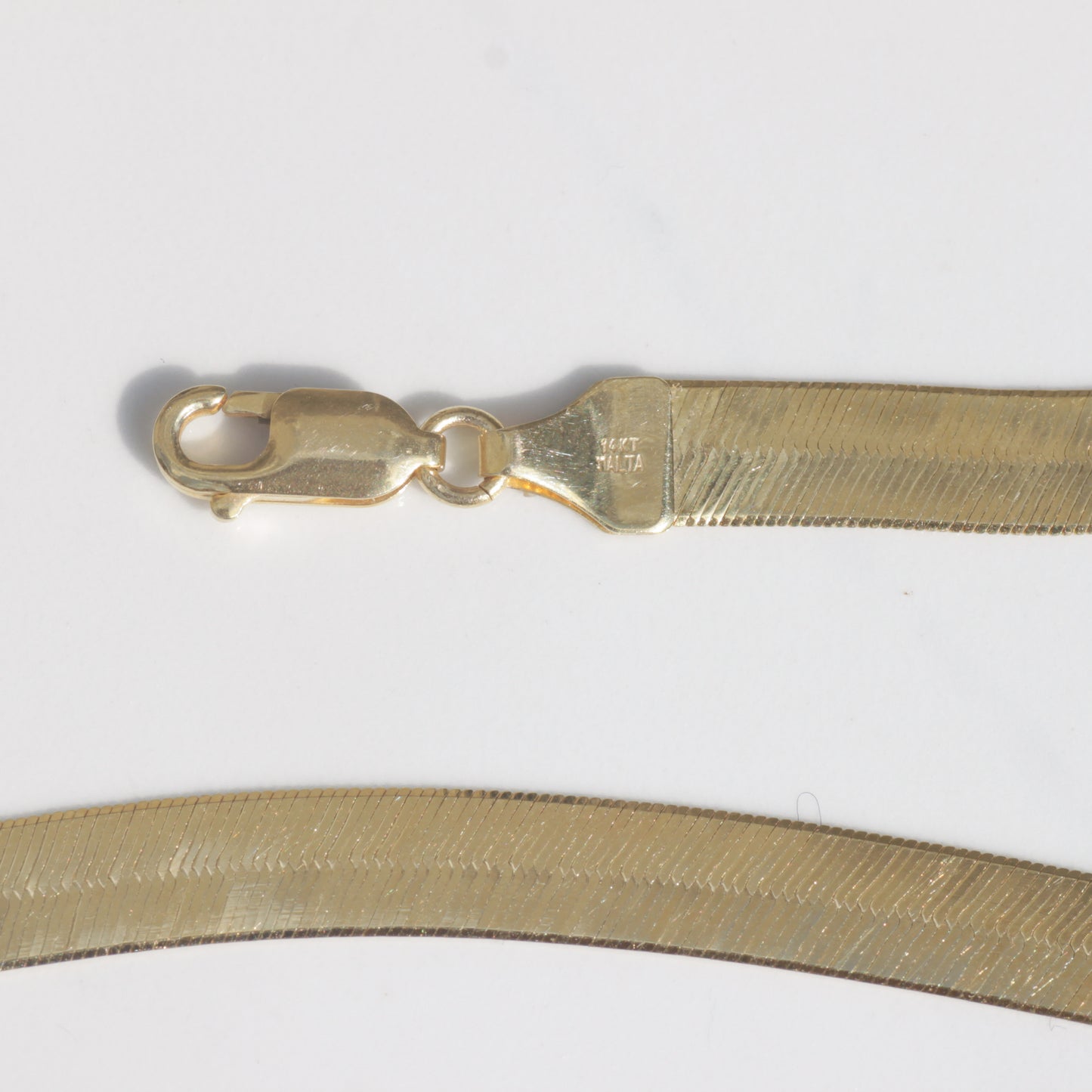 Vintage 7mm Herringbone Necklace 14k 18"