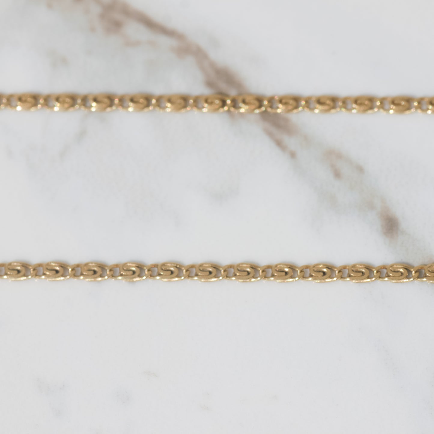 Vintage Snail Chain Necklace 16" 18k Gold