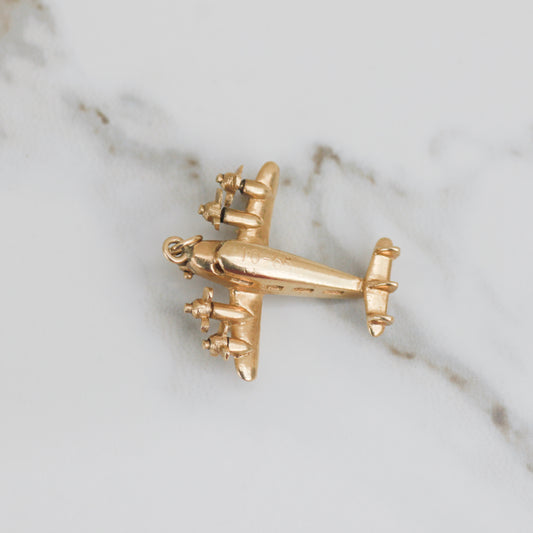 Vintage Articulated Airplane Charm 14k