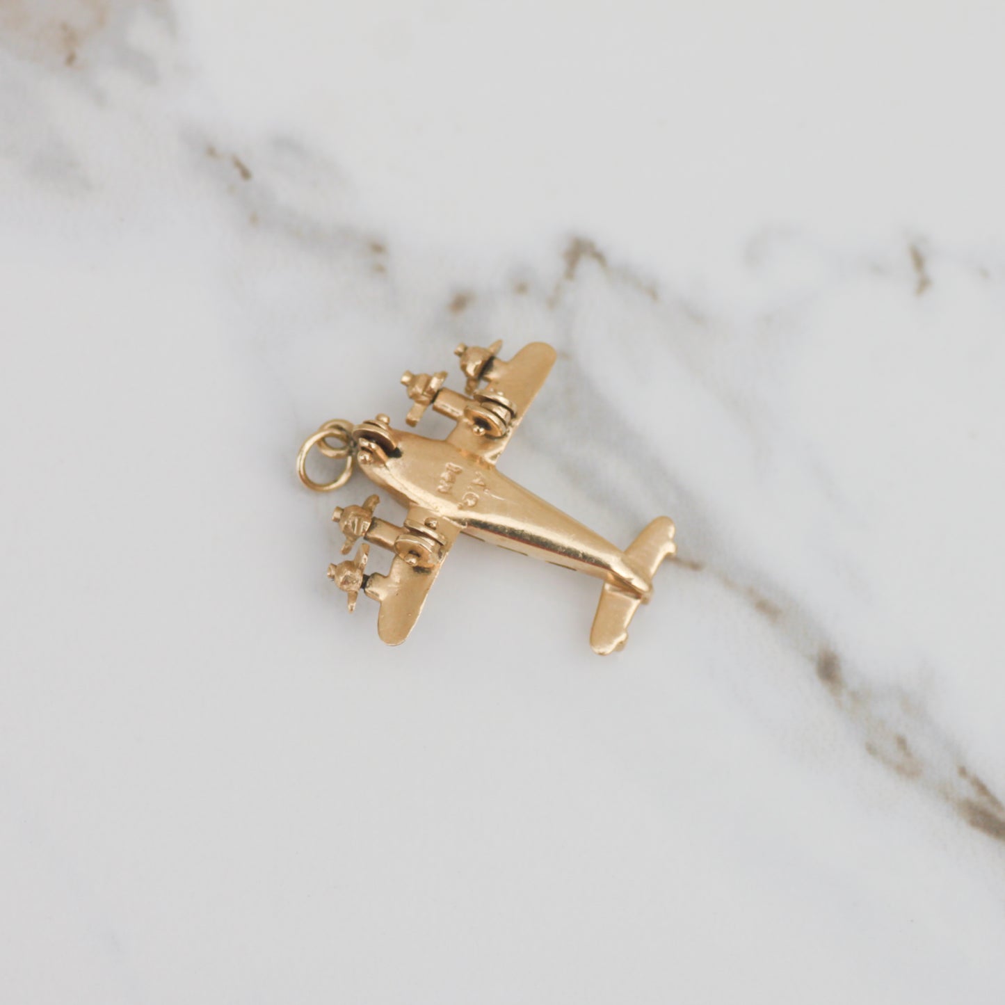 Vintage Articulated Airplane Charm 14k