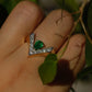 Vintage Diamond and Emerald Chevron Ring Sz 5 1/2 14k
