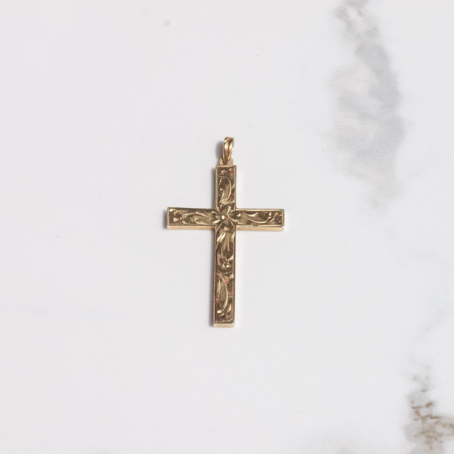 Vintage Engraved Cross Pendant 10k