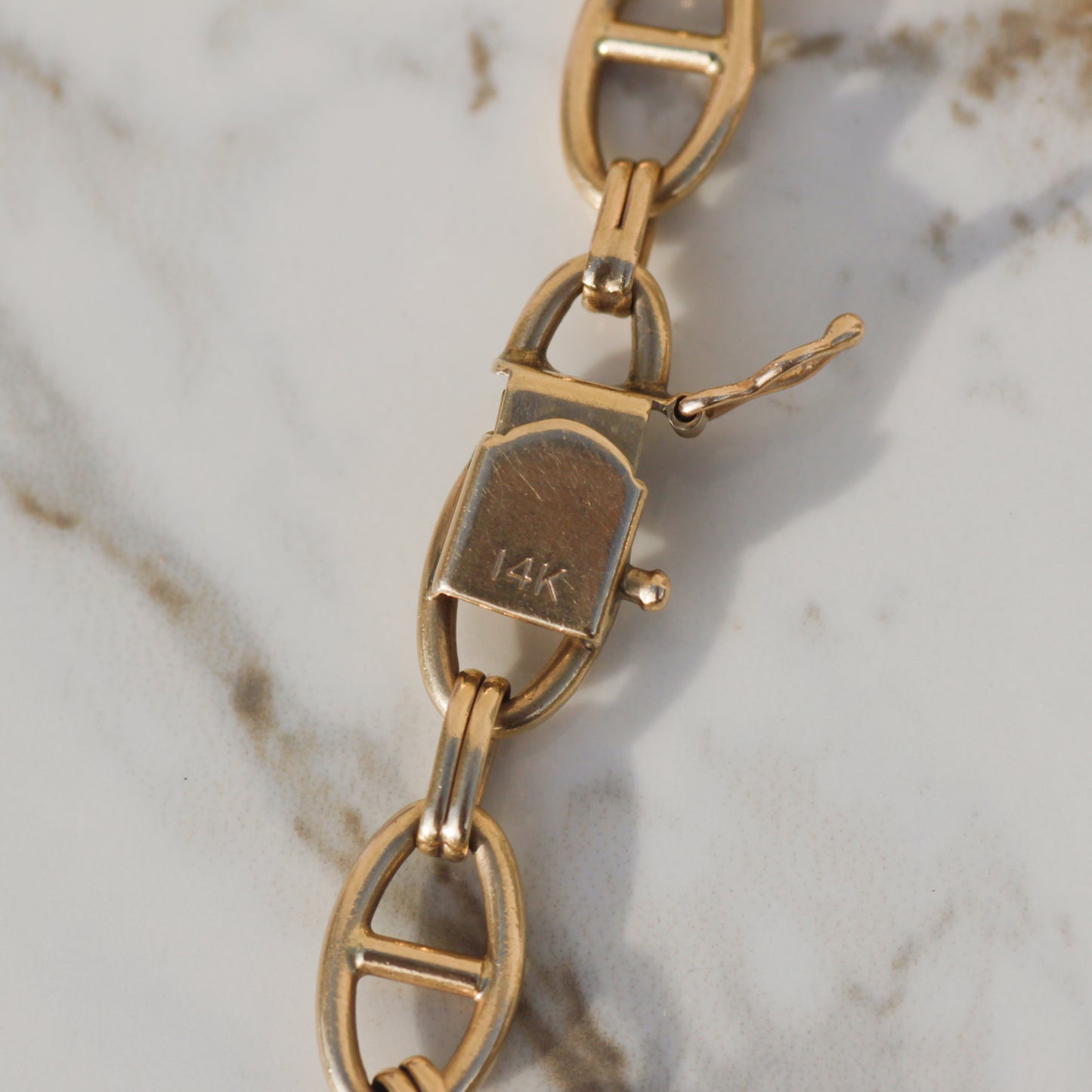 Vintage Mariner Link Bracelet 8" 14k Gold