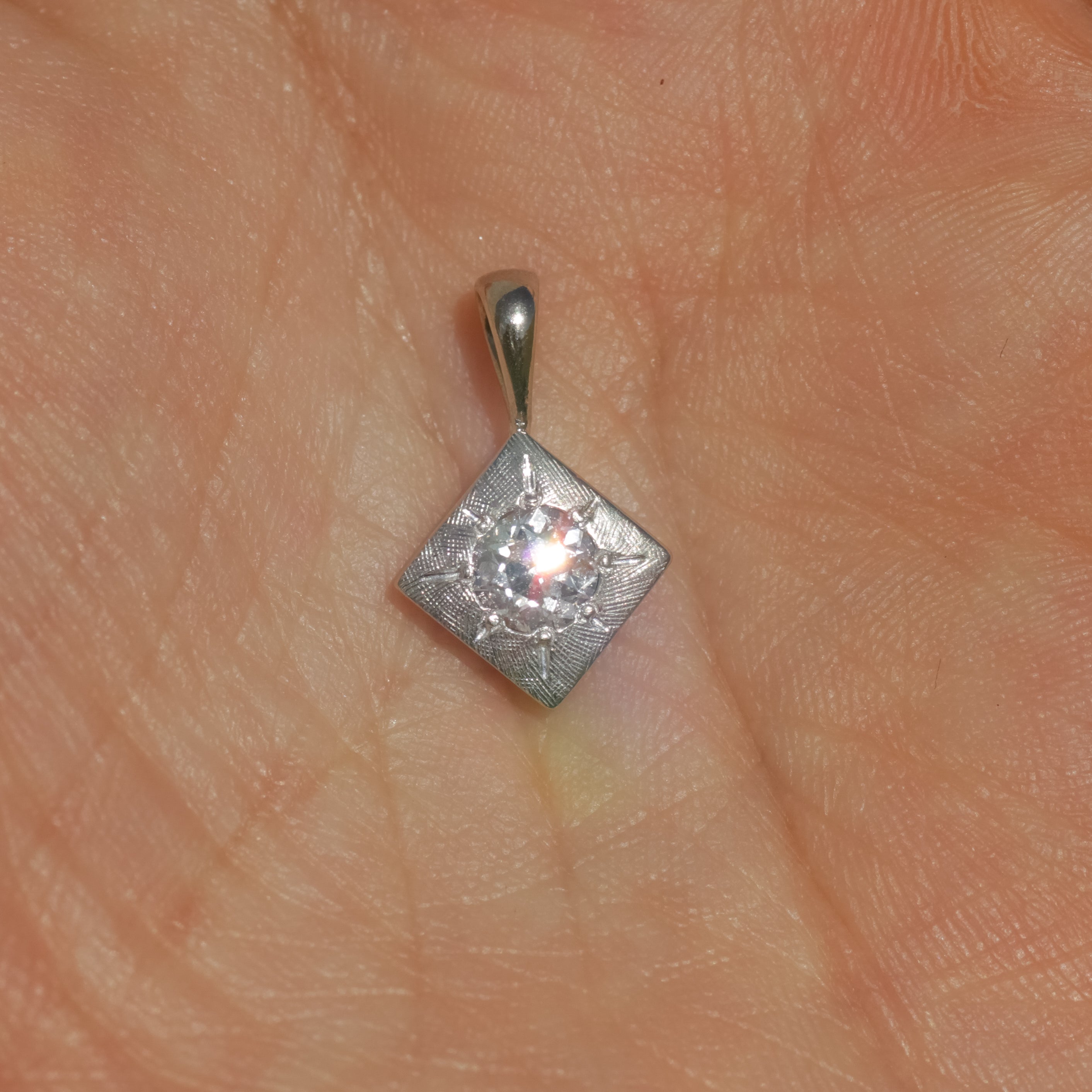 Vintage 0.5 ct Old Euro Cut Diamond Pendant 14k