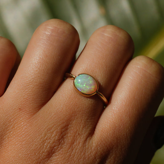 Vintage Opal Ring Sz 5 1/2 14k