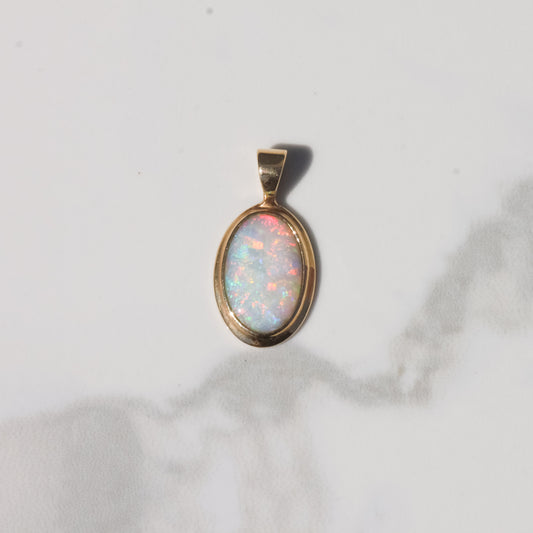 Vintage Oval Opal Pendant 14k