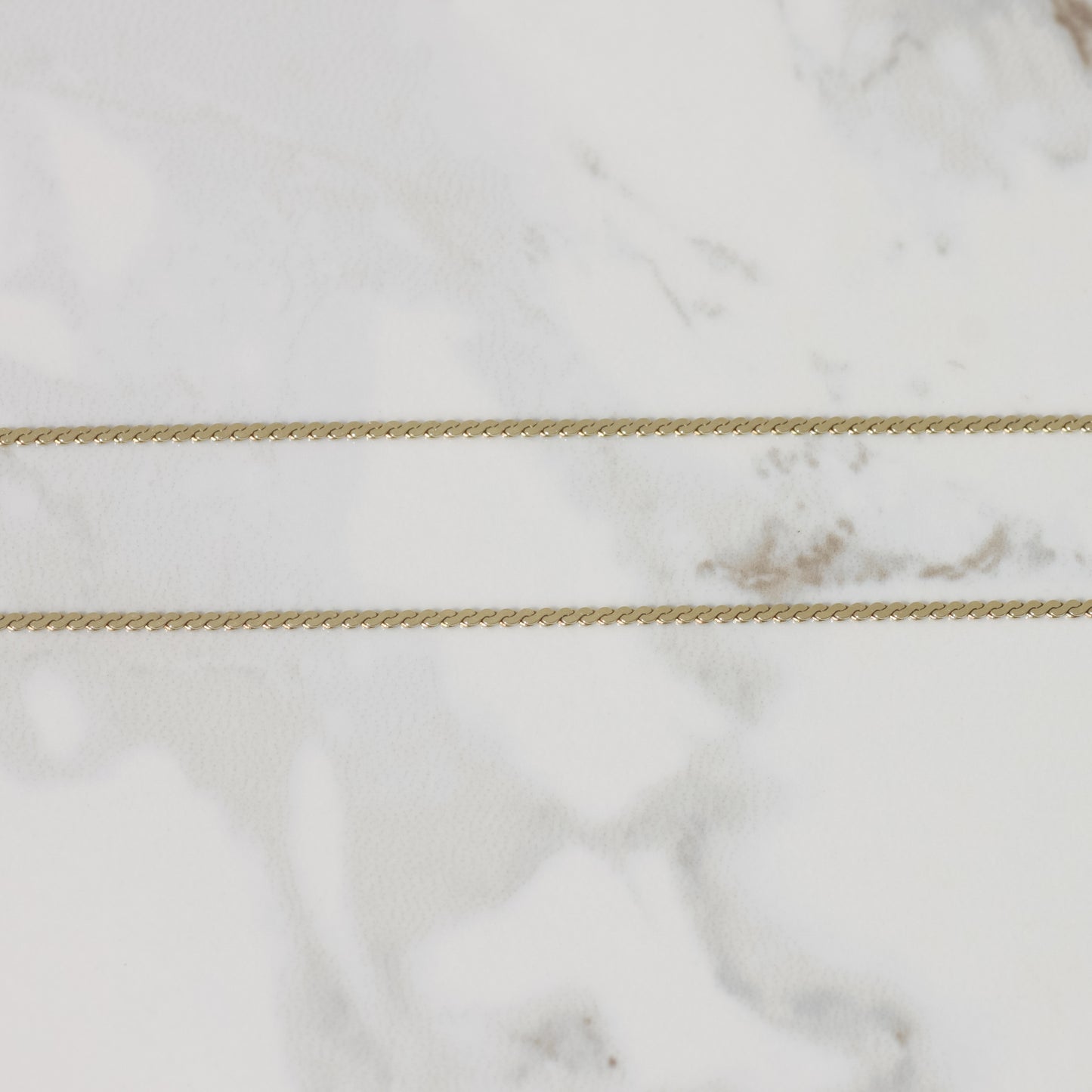 Vintage Serpentine Chain Necklace 15" 14k Gold