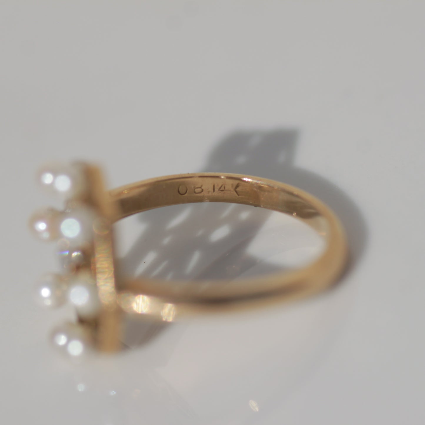 Vintage Pearl and Diamond Ring Sz 4 1/2 14k