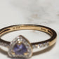Estate Tanzanite Heart with Diamond Halo Ring 14k Gold Sz 9