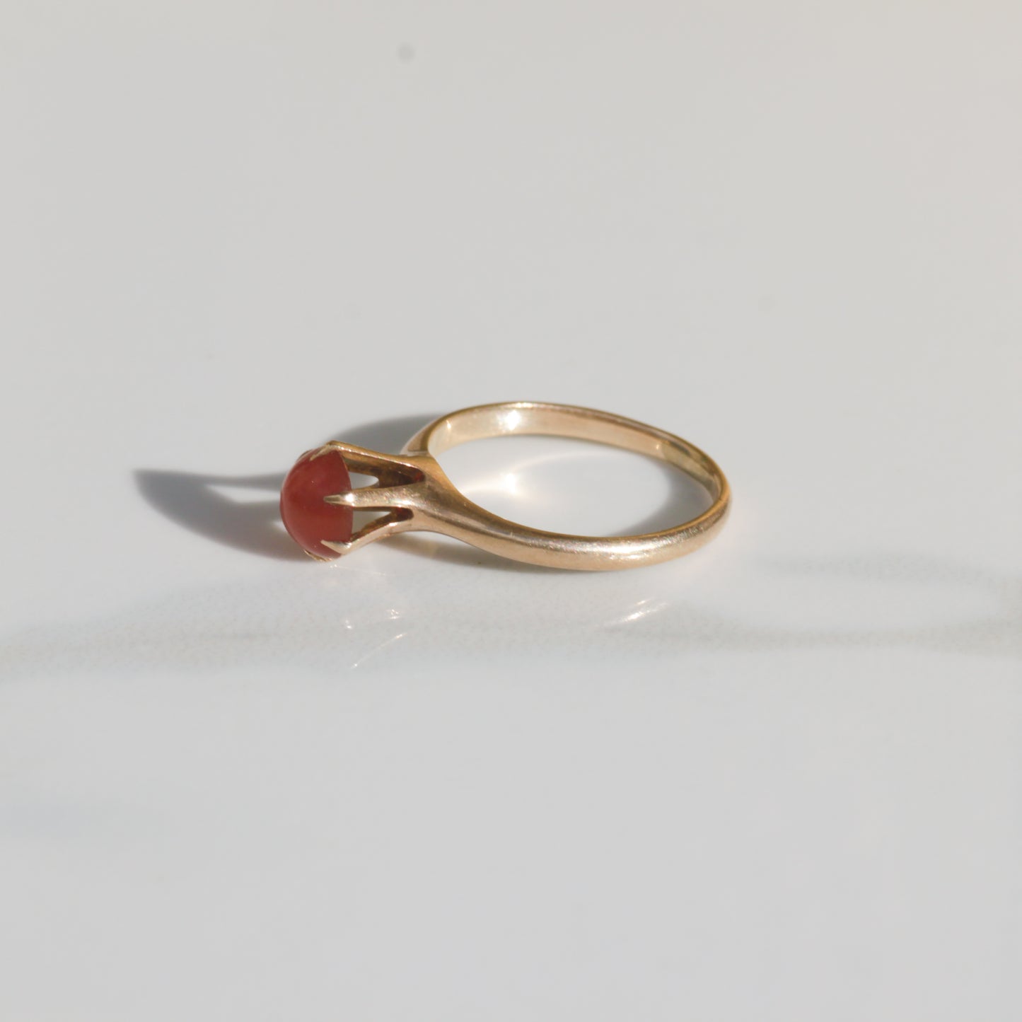 Antique Carnelian Cabochon Ring 10k Sz 4 1/4
