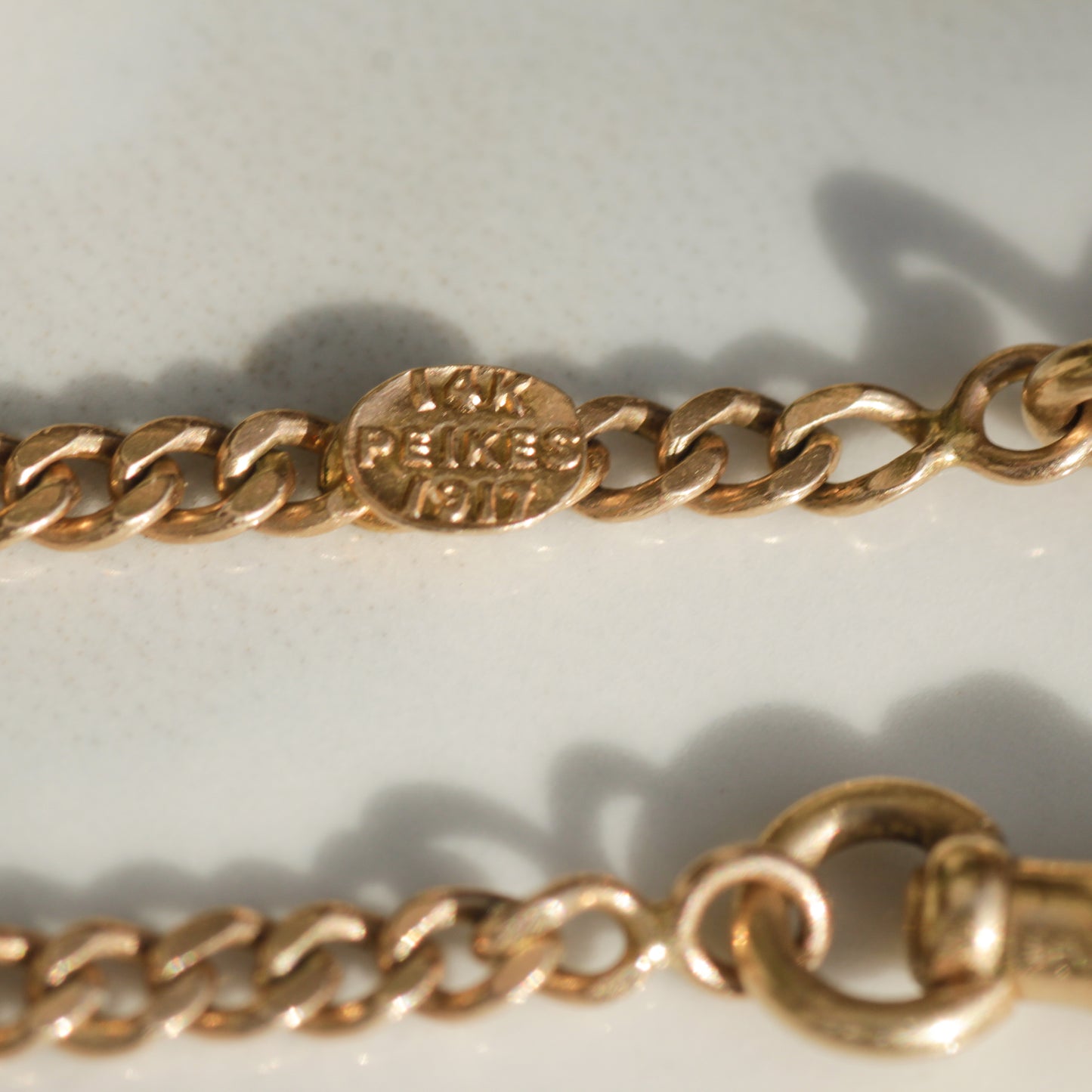 Antique Watch Curb Chain 15" 14k Gold