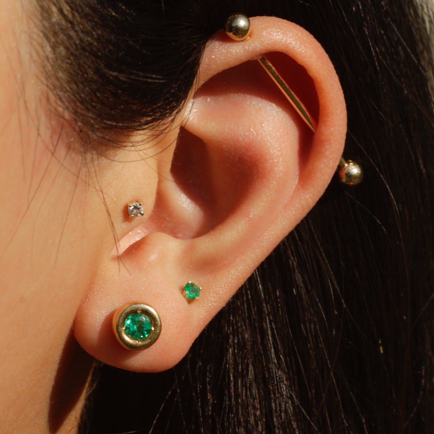 Estate Colombian Emerald Stud Earrings 18k