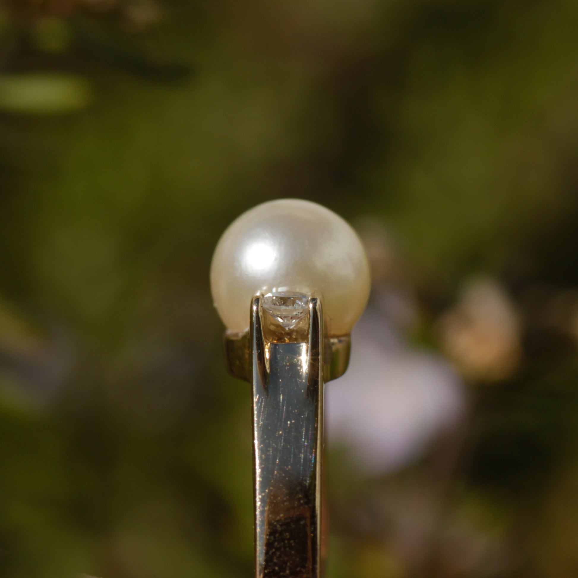 Vintage Pearl and Diamond Ring 14k Sz 8 1/2