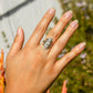 Antique Art Deco Filigree Diamond and Sapphire Belais Ring 18k White Gold