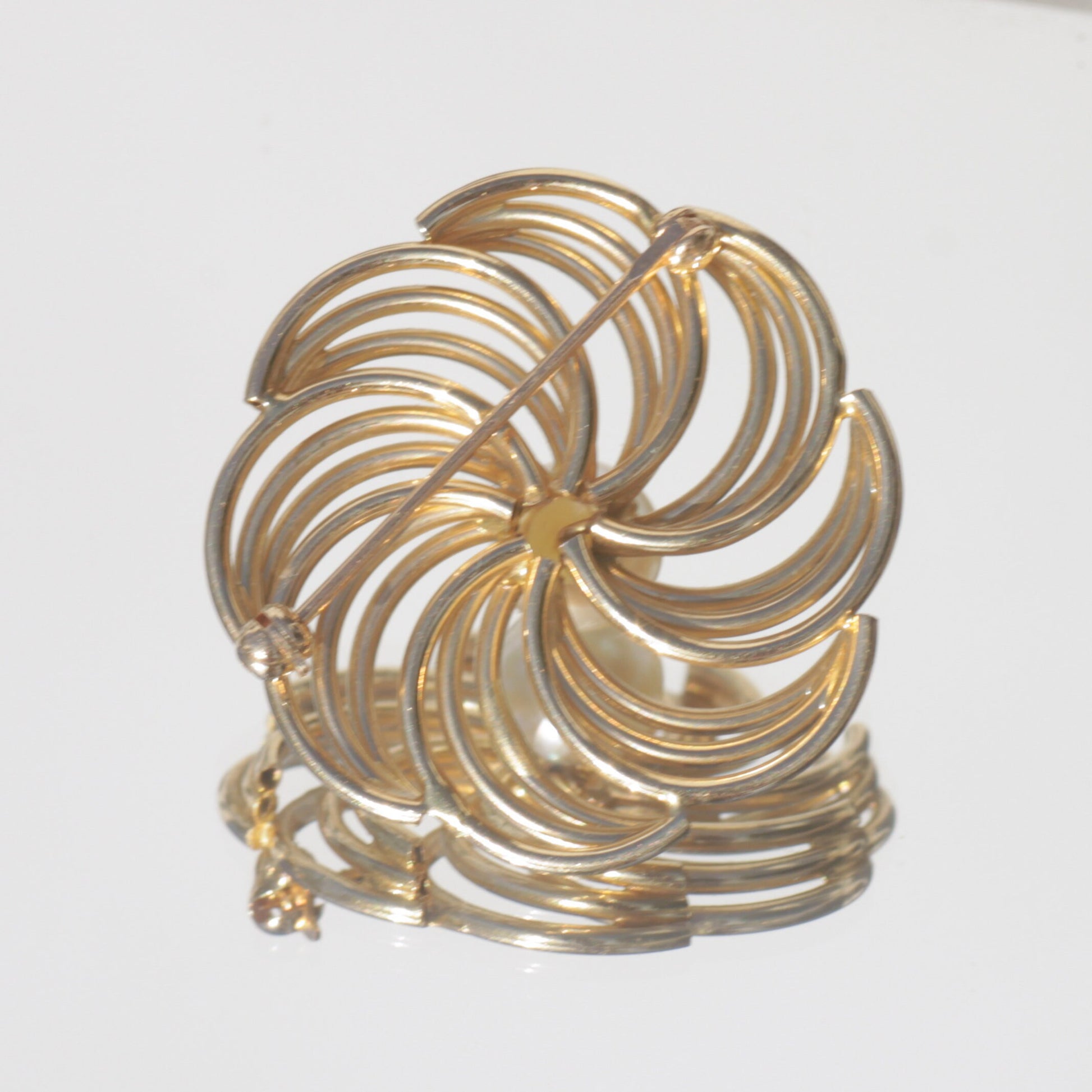Vintage Cultured Pearl Swirl Brooch/Pendant 14k Gold