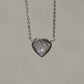 Estate Princess Cut Diamond Heart Pendant Necklace 14k White Gold
