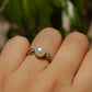 Vintage Pearl and Diamond Ring 14k Gold Sz 4 1/2