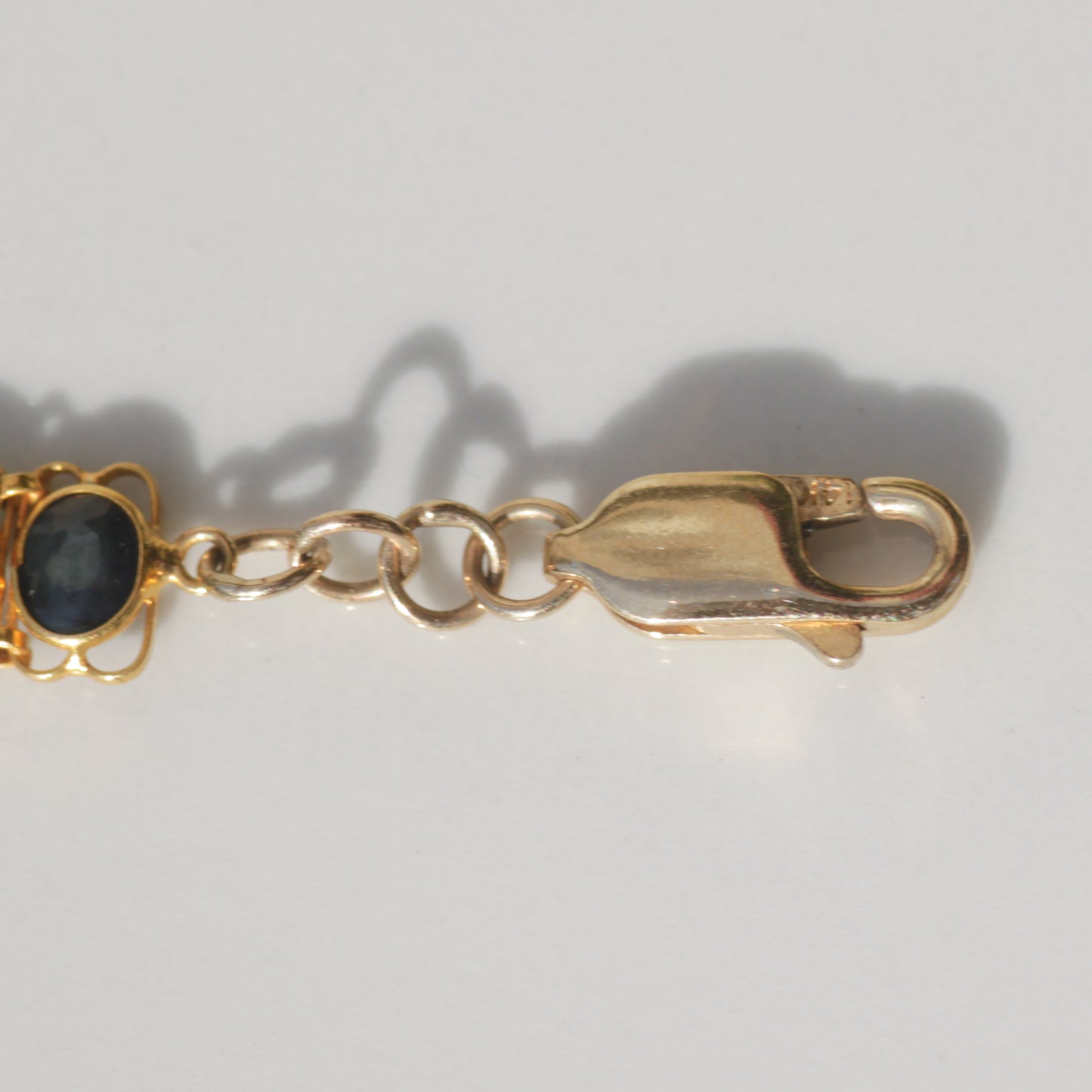 Vintage Blue/Green Sapphire + Ruby Line Bracelet 18k with 14k clasp