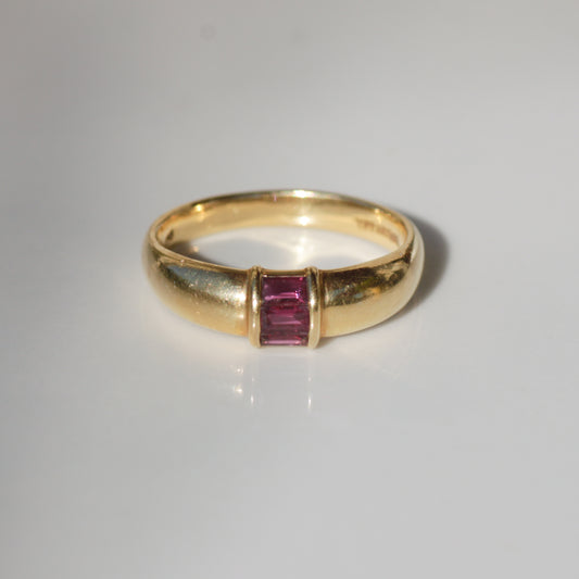 Vintage Tiffany Ruby Baguette Ring 18k Gold Sz 9